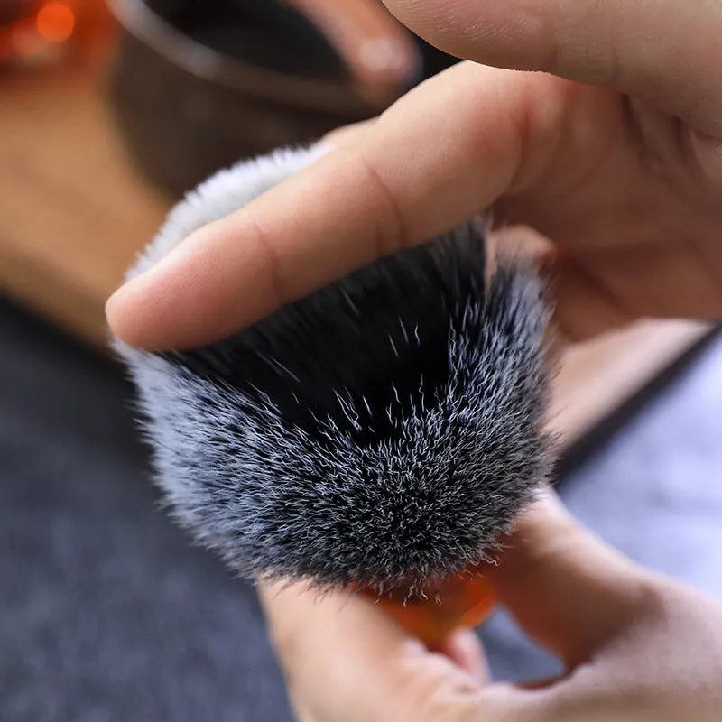 DAPPER STREET SUPPLY CO. - Amber Acrylic Shaving Synthetic Platinum Brush