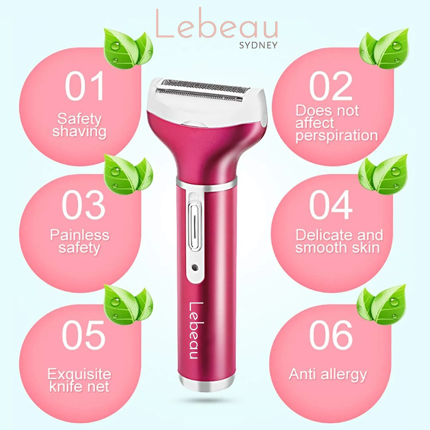 Lebeau Women Electric Hair Remover Epilator Shaver Razor Arm Leg Bikini 4 In 1