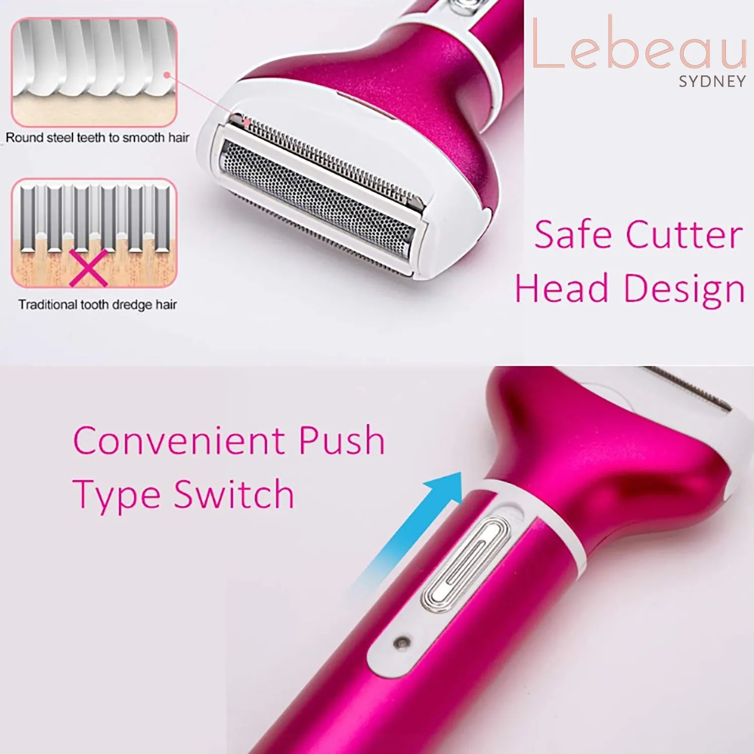 Lebeau Women Electric Hair Remover Epilator Shaver Razor Arm Leg Bikini 4 In 1