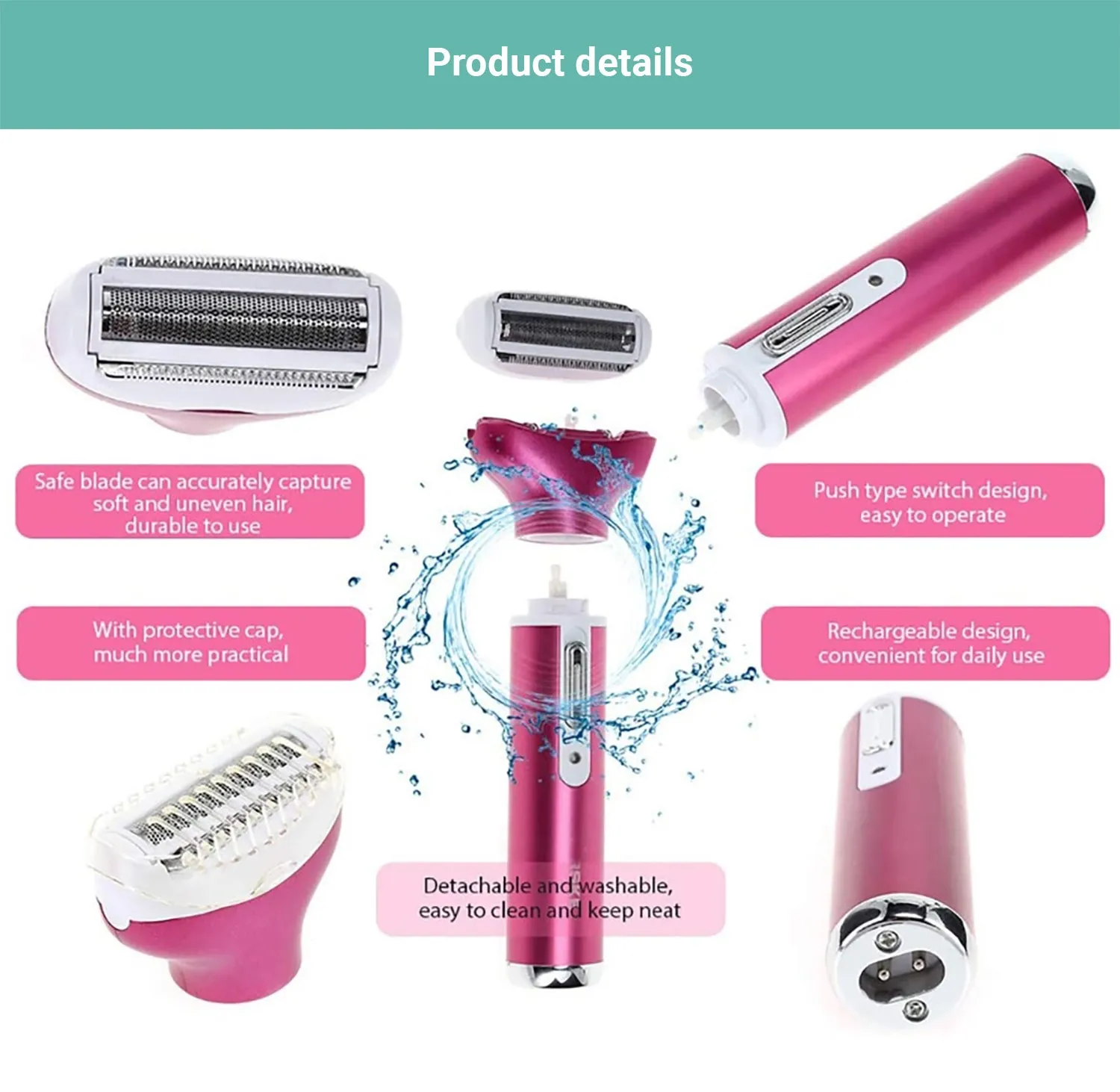 Lebeau Women Electric Hair Remover Epilator Shaver Razor Arm Leg Bikini 4 In 1