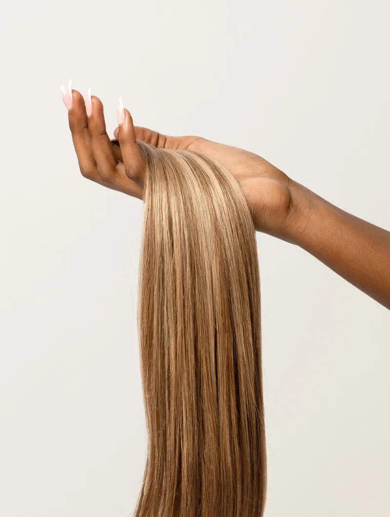 Medium Blonde Highlighted, 12" Seamless Clip-In Hair Extensions, P6/16/613 | 140g